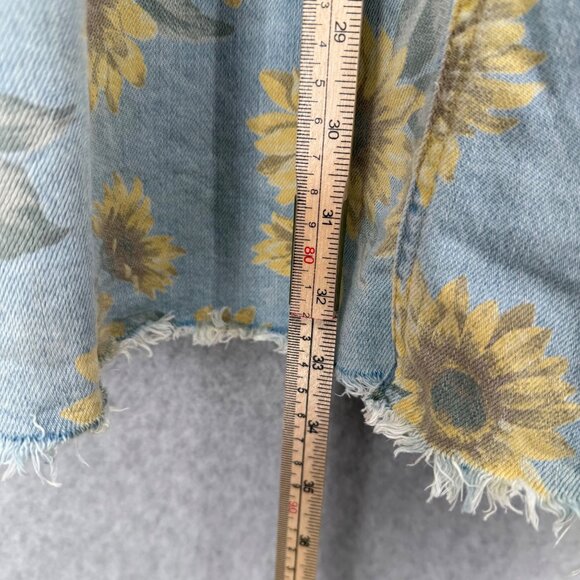 American Eagle Skirt All Overalls Size S Blue Yellow Sunflower Denim Cottage - Picture 11 of 12